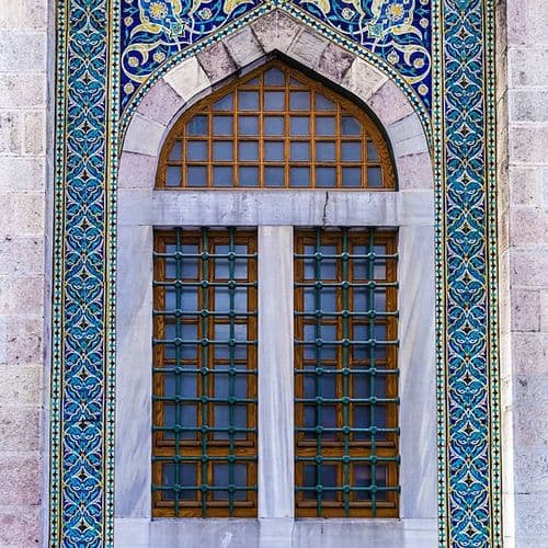 Mosque Window with Turkish Blue İznik Tiles